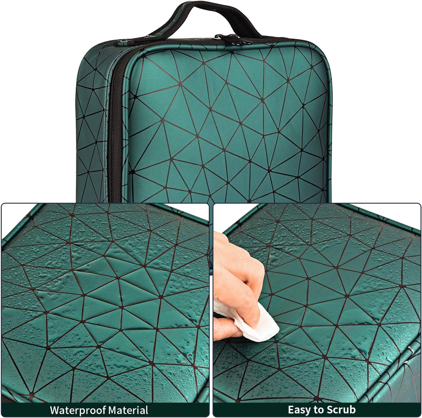 Travel Makeup Case Professional Cosmetic Train Cases Artist Storage Bag Make up Tool Boxes Brushes Bags with Compartments Waterproof Detachable Vanity Organizer