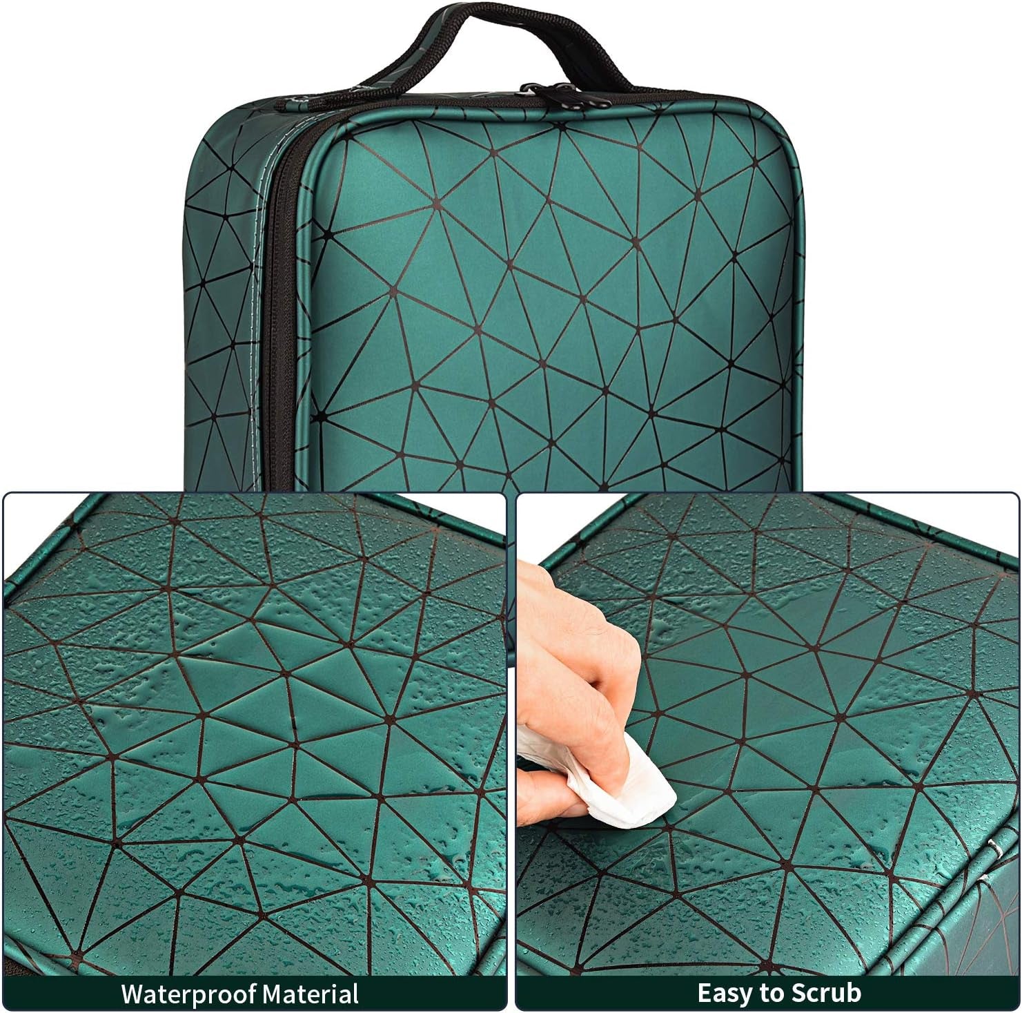 Travel Makeup Case Professional Cosmetic Train Cases Artist Storage Bag Make up Tool Boxes Brushes Bags with Compartments Waterproof Detachable Vanity Organizer