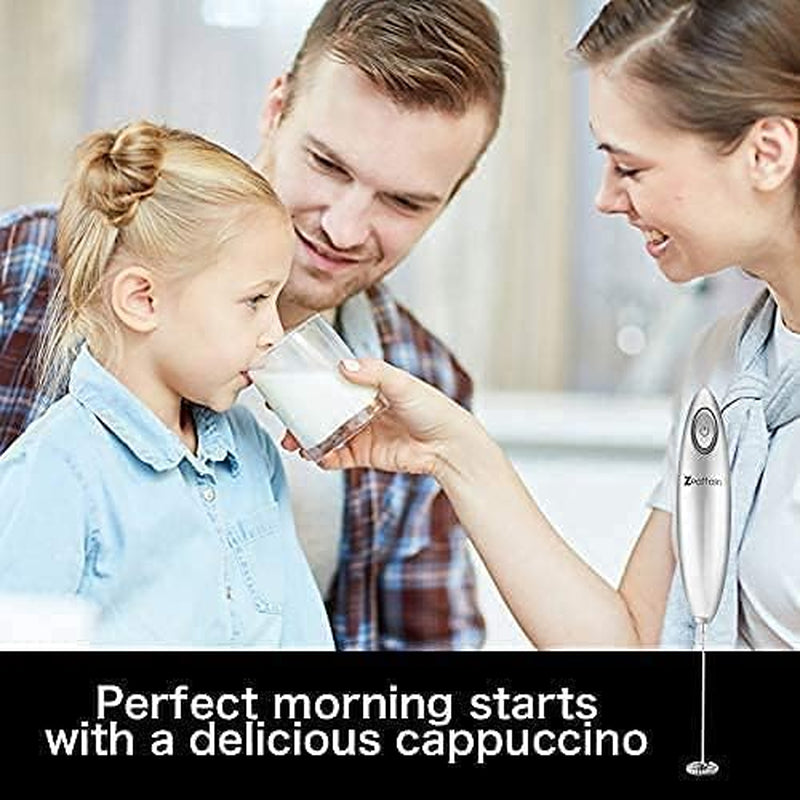 Milk Frother Handheld Mixer, Battery Operated Electric Whisk Foam Maker for Cappuccino,Latte,Coffee,Matcha & More - Sliver