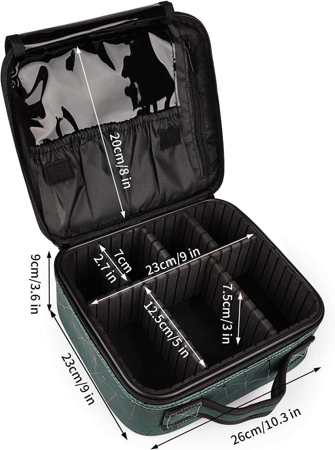 Travel Makeup Case Professional Cosmetic Train Cases Artist Storage Bag Make up Tool Boxes Brushes Bags with Compartments Waterproof Detachable Vanity Organizer