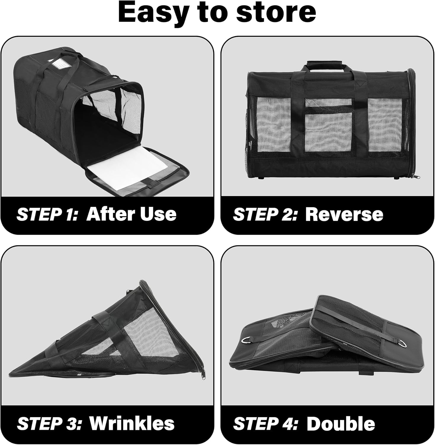 Pet Travel Carrier Soft Sided Portable Bag for Cats, Small Dogs, Kittens or Puppies 17 Lbs Max, Collapsible, Durable, Airline Approved, Travel Friendly (Medium)