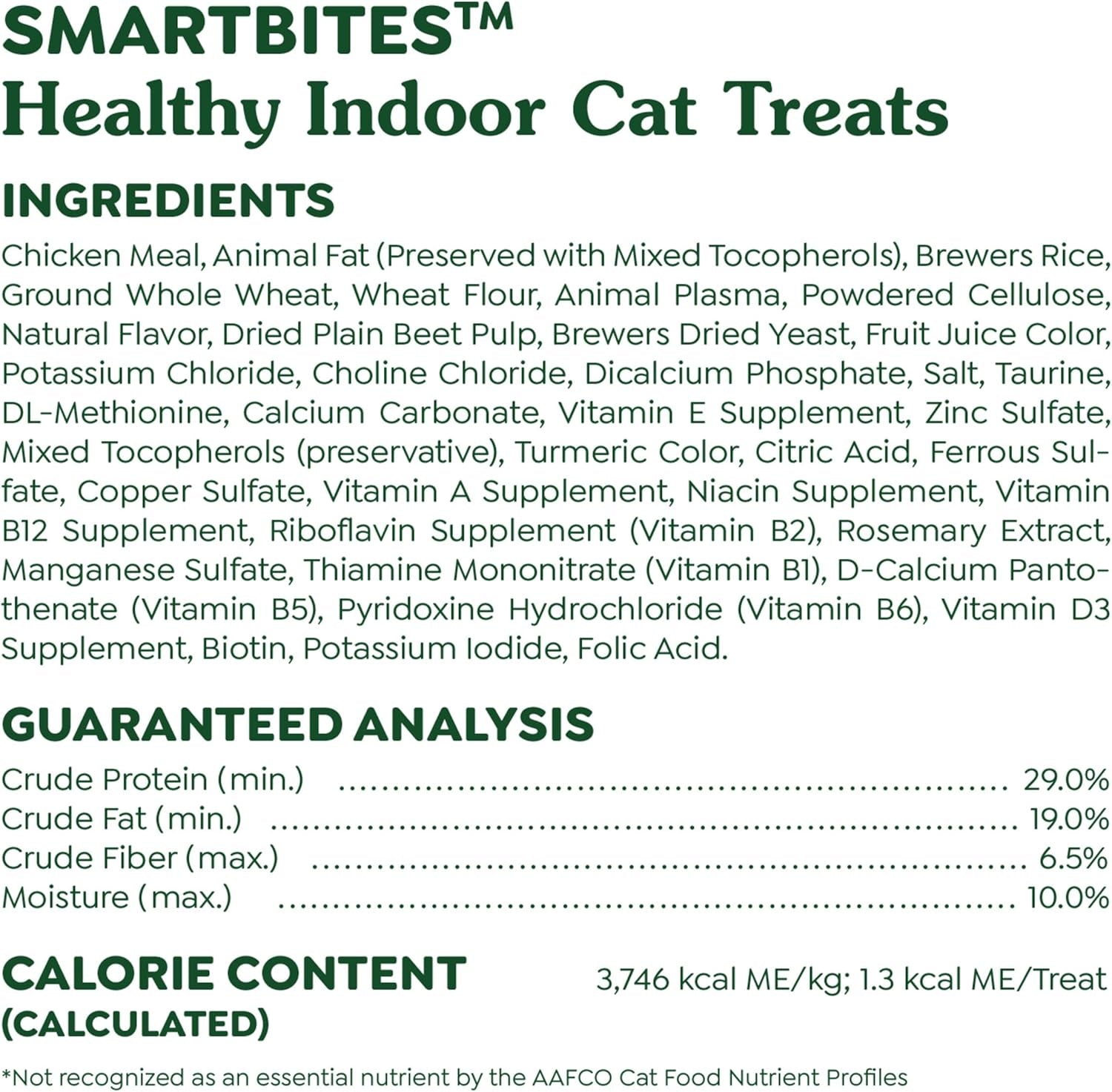 Feline Smartbites Healthy Indoor Cat Treats, Chicken Flavor, 16 Oz. Tub